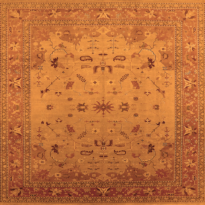 Square Machine Washable Oriental Orange Traditional Area Rugs, wshurb2921org