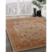 Mid-Century Modern Light Copper Gold Oriental Rug in Family Room, urb2921