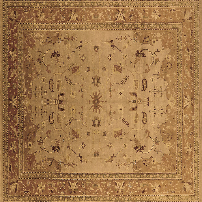 Square Machine Washable Oriental Brown Traditional Rug, wshurb2921brn