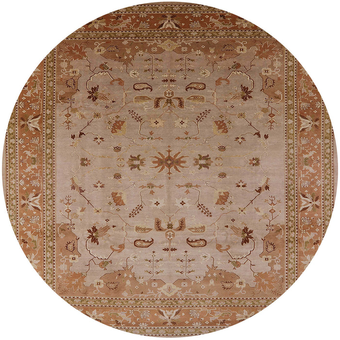 Round Machine Washable Industrial Modern Light Copper Gold Rug, wshurb2921