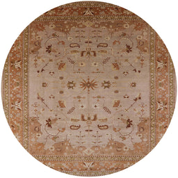 Round Mid-Century Modern Light Copper Gold Oriental Rug, urb2921