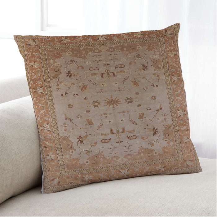 Lifestyle Image of Mid-Century Modern Urban Square Light Copper Gold Throw Pillow, 18 inch by 18 inch, pwurb2921