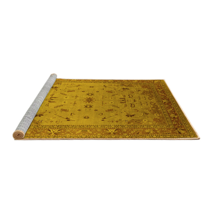 Sideview of Machine Washable Oriental Yellow Traditional Rug, wshurb2921yw