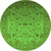 Round Oriental Green Traditional Rug, urb2921grn