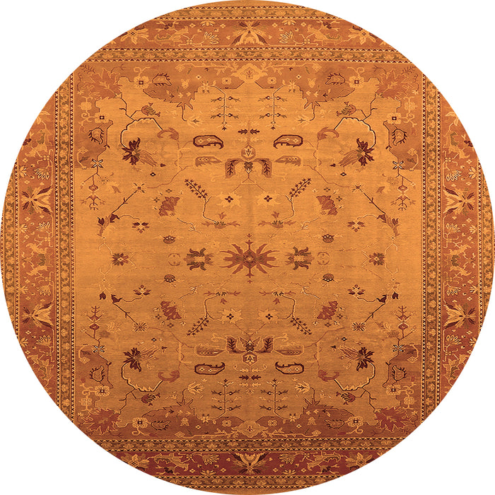 Round Oriental Orange Traditional Rug, urb2921org