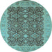 Round Oriental Light Blue Traditional Rug, urb2922lblu
