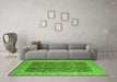 Machine Washable Oriental Green Traditional Area Rugs in a Living Room,, wshurb2922grn