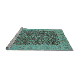 Sideview of Machine Washable Oriental Light Blue Traditional Rug, wshurb2922lblu