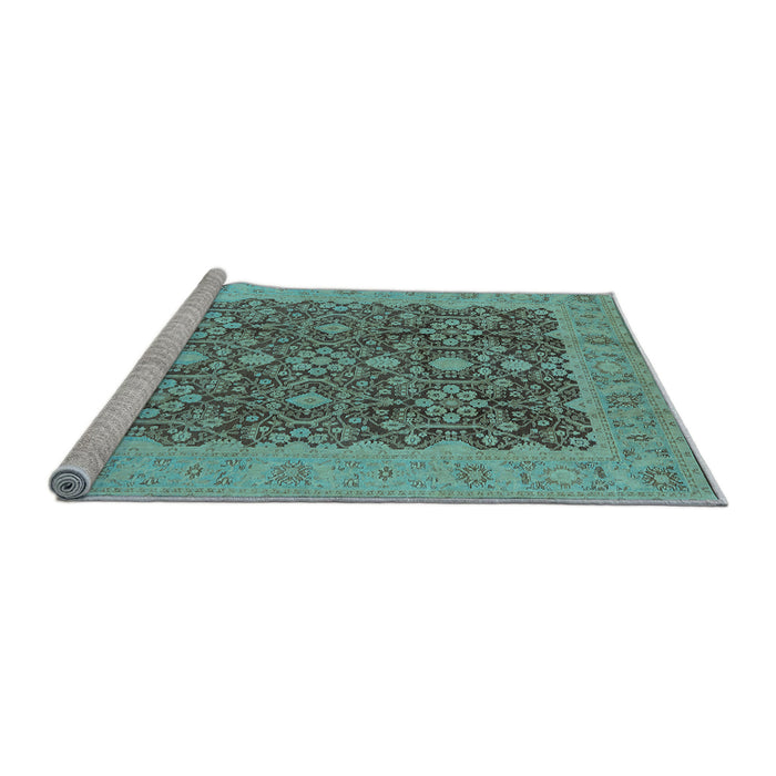 Sideview of Machine Washable Oriental Light Blue Traditional Rug, wshurb2922lblu