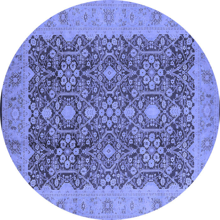 Round Oriental Blue Traditional Rug, urb2922blu