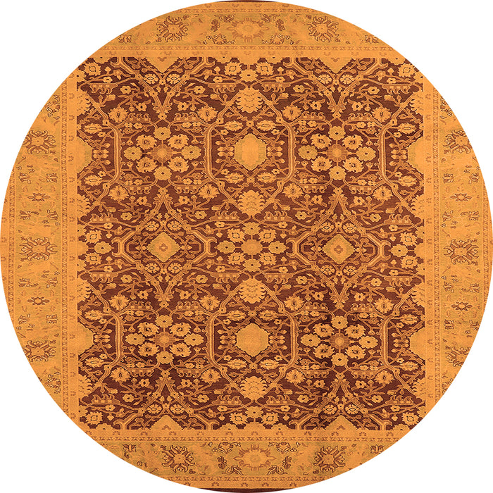 Round Machine Washable Oriental Orange Traditional Area Rugs, wshurb2922org