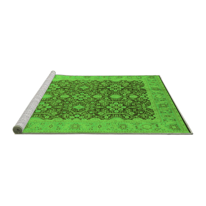 Sideview of Machine Washable Oriental Green Traditional Area Rugs, wshurb2922grn