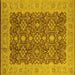 Square Machine Washable Oriental Yellow Traditional Rug, wshurb2922yw