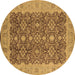 Round Oriental Brown Traditional Rug, urb2922brn
