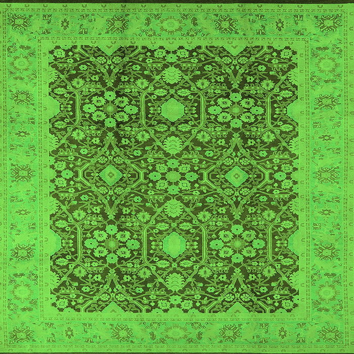 Square Oriental Green Traditional Rug, urb2922grn