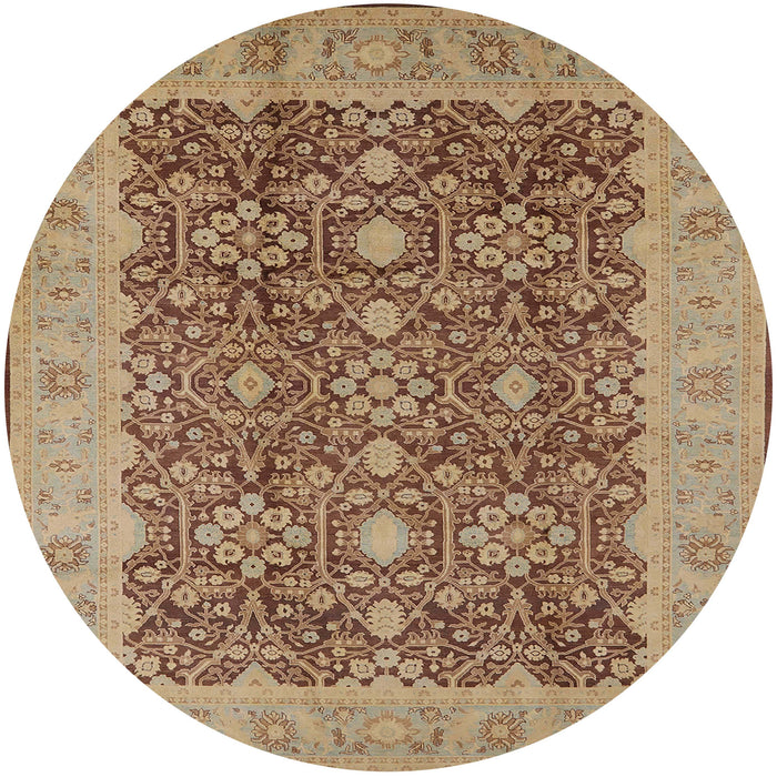 Round Mid-Century Modern Brown Sand Brown Oriental Rug, urb2922