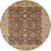 Round Mid-Century Modern Brown Sand Brown Oriental Rug, urb2922