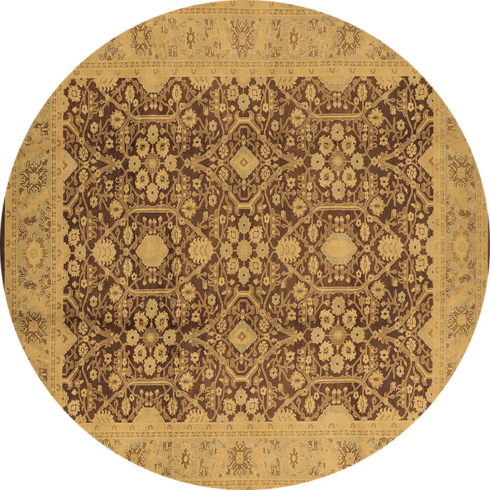 Round Machine Washable Oriental Brown Traditional Rug, wshurb2922brn