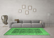 Machine Washable Oriental Emerald Green Traditional Area Rugs in a Living Room,, wshurb2922emgrn