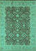 Machine Washable Oriental Turquoise Traditional Area Rugs, wshurb2922turq