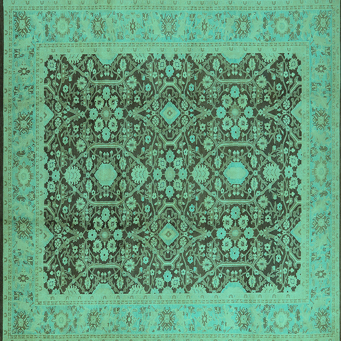 Square Oriental Turquoise Traditional Rug, urb2922turq