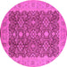 Round Machine Washable Oriental Pink Traditional Rug, wshurb2922pnk