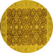 Round Oriental Yellow Traditional Rug, urb2922yw