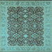 Square Machine Washable Oriental Light Blue Traditional Rug, wshurb2922lblu