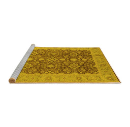 Sideview of Machine Washable Oriental Yellow Traditional Rug, wshurb2922yw