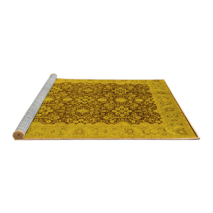 Sideview of Machine Washable Oriental Yellow Traditional Rug, wshurb2922yw