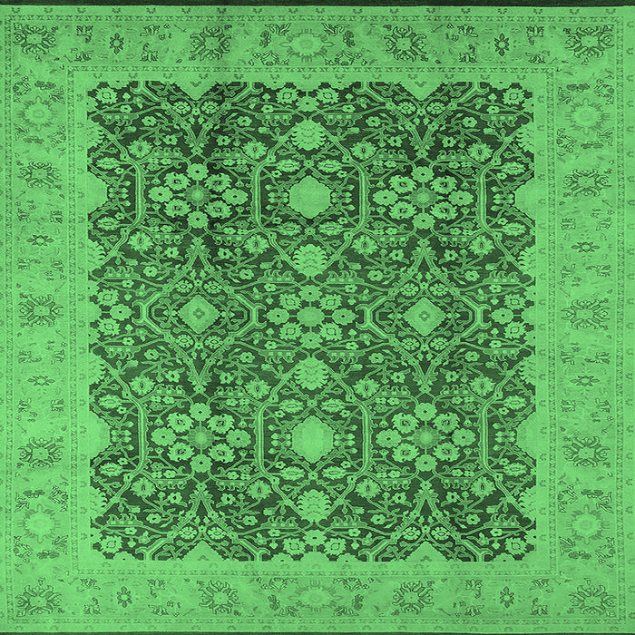 Square Oriental Emerald Green Traditional Rug, urb2922emgrn