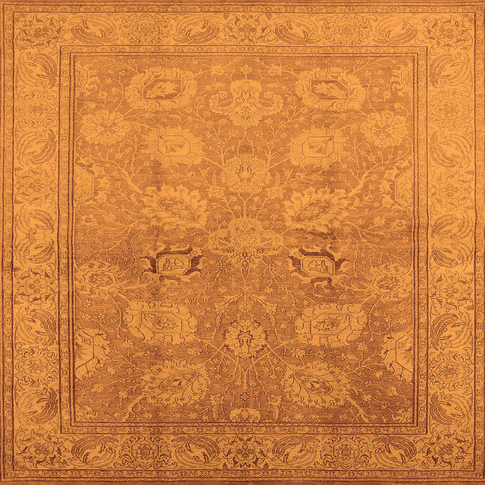 Square Machine Washable Oriental Orange Traditional Area Rugs, wshurb2923org