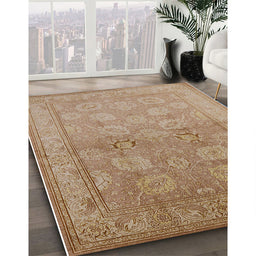 Mid-Century Modern Light Brown Oriental Rug in Family Room, urb2923