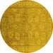 Round Oriental Yellow Traditional Rug, urb2923yw