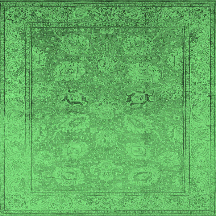Square Oriental Emerald Green Traditional Rug, urb2923emgrn
