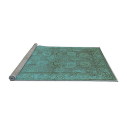 Sideview of Machine Washable Oriental Light Blue Traditional Rug, wshurb2923lblu