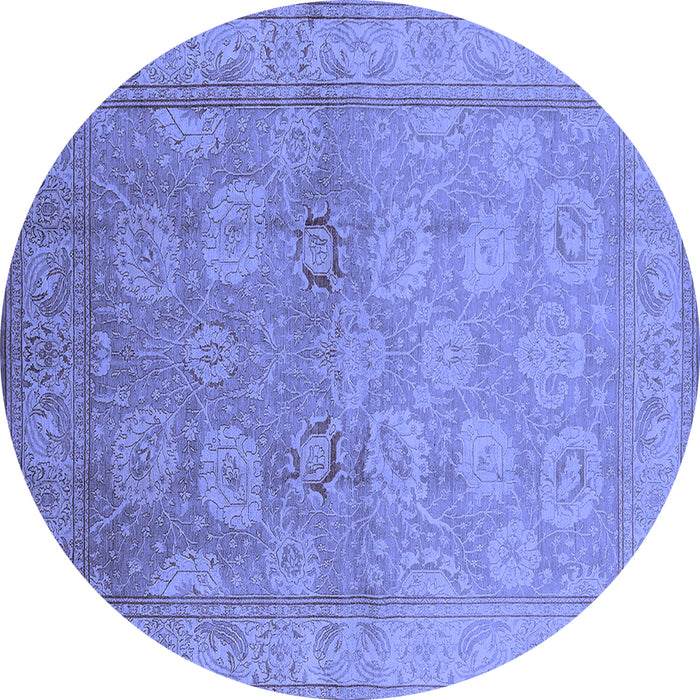 Round Oriental Blue Traditional Rug, urb2923blu