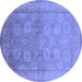 Round Oriental Blue Traditional Rug, urb2923blu
