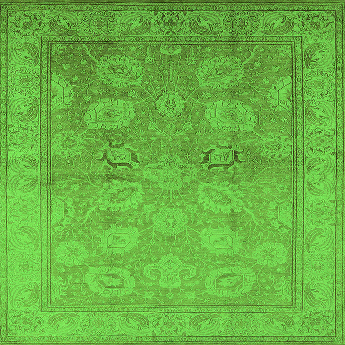 Square Machine Washable Oriental Green Traditional Area Rugs, wshurb2923grn