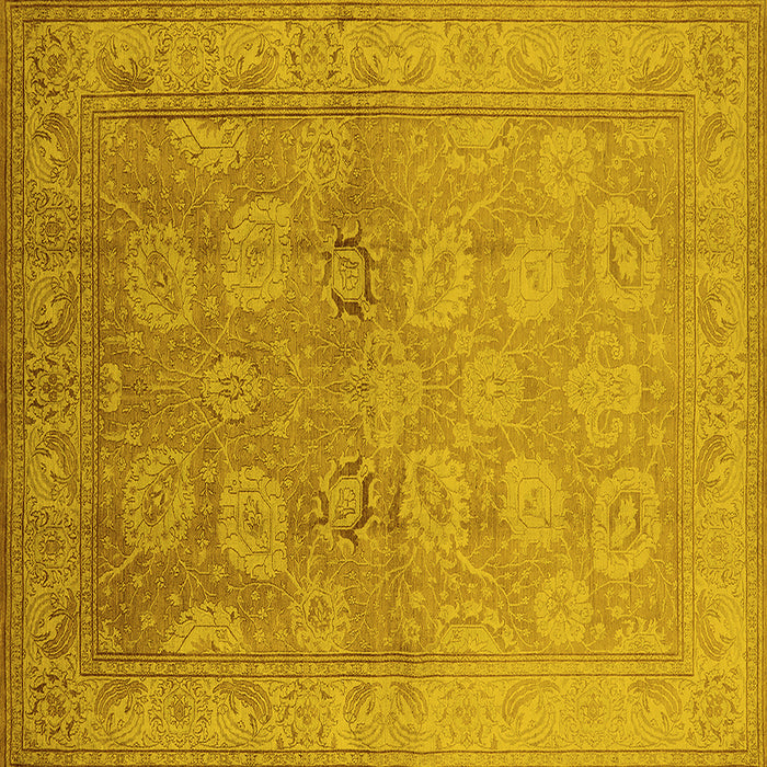 Square Machine Washable Oriental Yellow Traditional Rug, wshurb2923yw