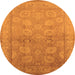 Round Machine Washable Oriental Orange Traditional Area Rugs, wshurb2923org