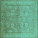 Square Oriental Turquoise Traditional Rug, urb2923turq