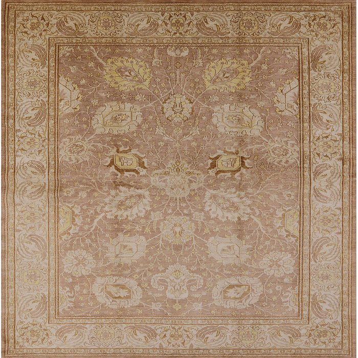 Square Mid-Century Modern Light Brown Oriental Rug, urb2923