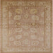 Square Mid-Century Modern Light Brown Oriental Rug, urb2923