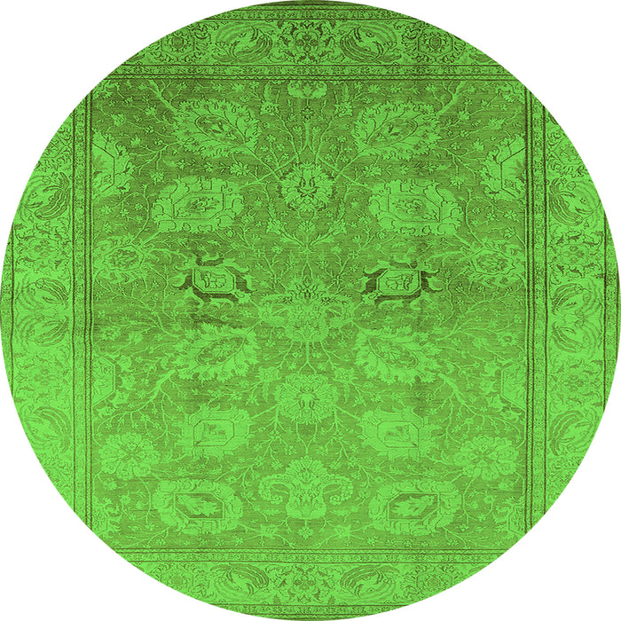 Round Oriental Green Traditional Rug, urb2923grn