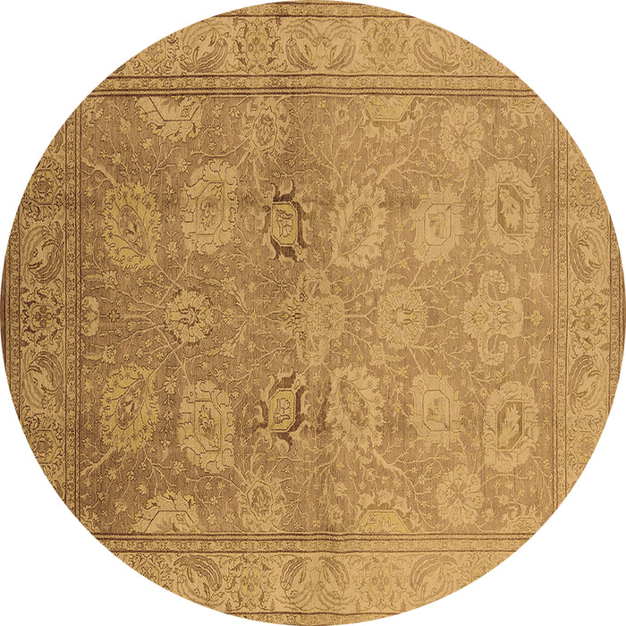 Round Oriental Brown Traditional Rug, urb2923brn