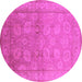 Round Oriental Pink Traditional Rug, urb2923pnk