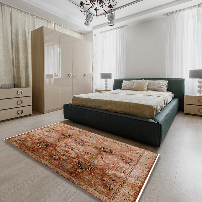 Machine Washable Industrial Modern Mahogany Brown Rug in a Bedroom, wshurb2924