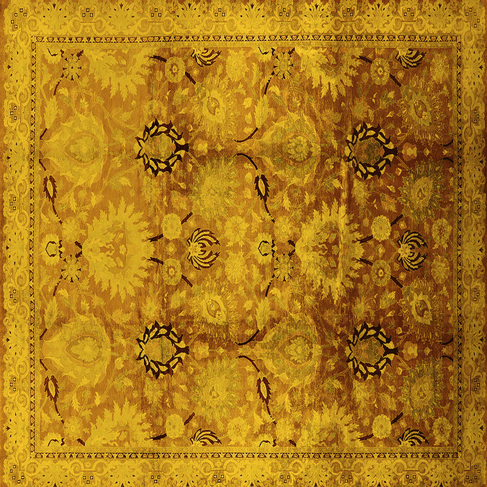Square Oriental Yellow Traditional Rug, urb2924yw