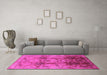 Machine Washable Oriental Pink Traditional Rug in a Living Room, wshurb2924pnk